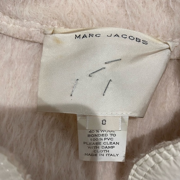MARC JACOB VINTAGE LEATHER WOOL JACKET CREAM 0 - Picture 2 of 6